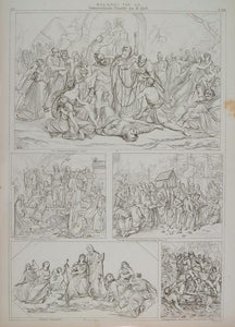 1870 Religious Art Lithograph Austrian Painting Raising of Lazarus ARCH3