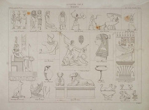 1870 Egyptian Egypt Nubia Art Pharaoh Gods Lithograph - ORIGINAL ARCH4