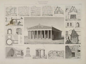 1870 Ancient Greek Architecture Parthenon Lithograph - ORIGINAL ARCH4