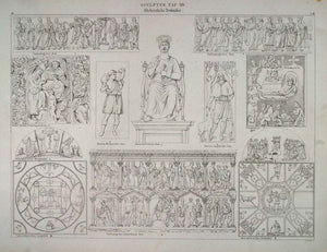 1870 Ancient Christian Sculptures Paintings Lithograph - ORIGINAL ARCH4