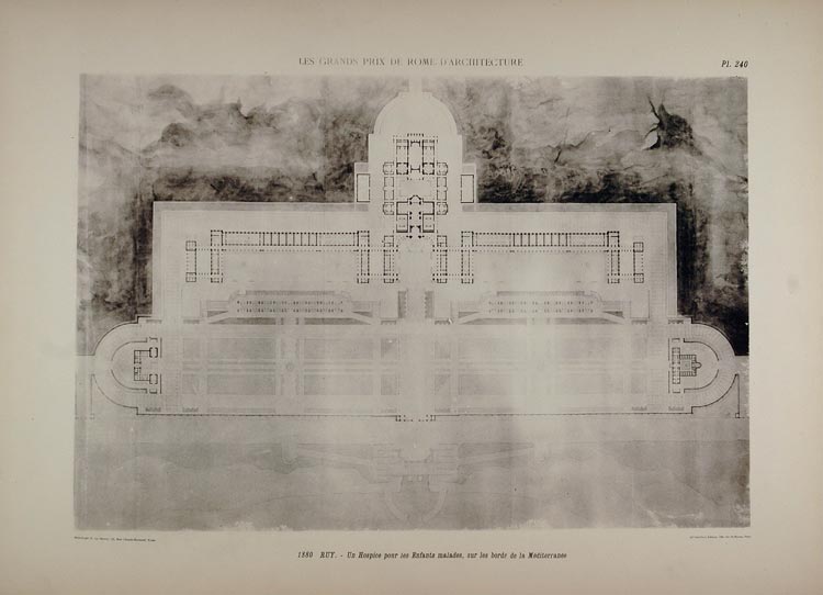 1902 Print 1880 Ruy Architecture Hospital Floor Plan - ORIGINAL ARCH6