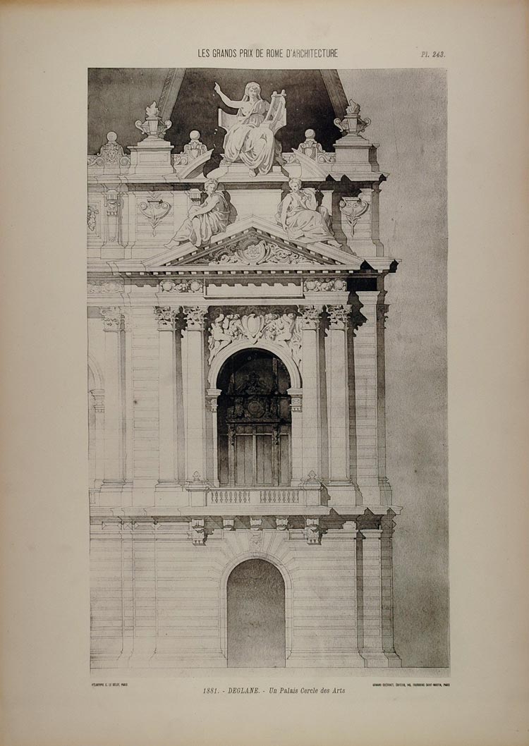 1902 Print 1881 Deglane Architecture Palais Sculpture - ORIGINAL ARCH7