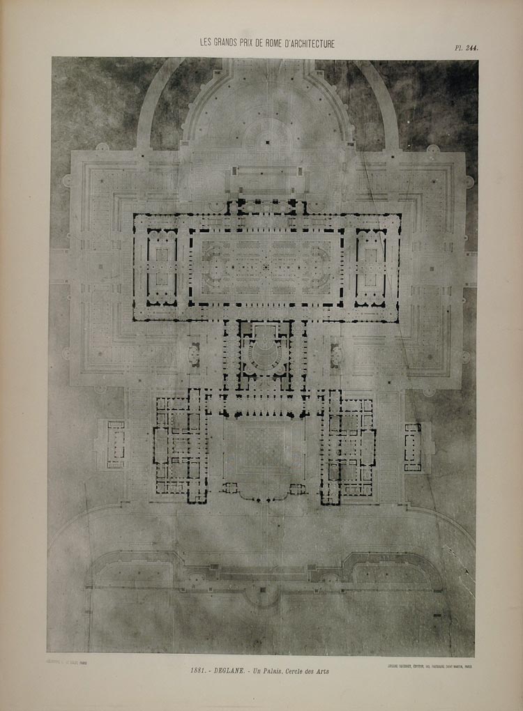 1902 Print 1881 Deglane Architecture Palais Floor Plan - ORIGINAL ARCH7
