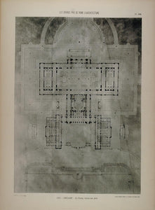 1902 Print 1881 Deglane Architecture Palais Floor Plan - ORIGINAL ARCH7
