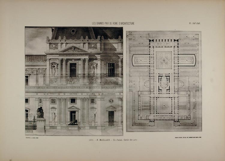 1902 Print 1881 Maillard Architecture Palais Floor Plan - ORIGINAL ARCH7