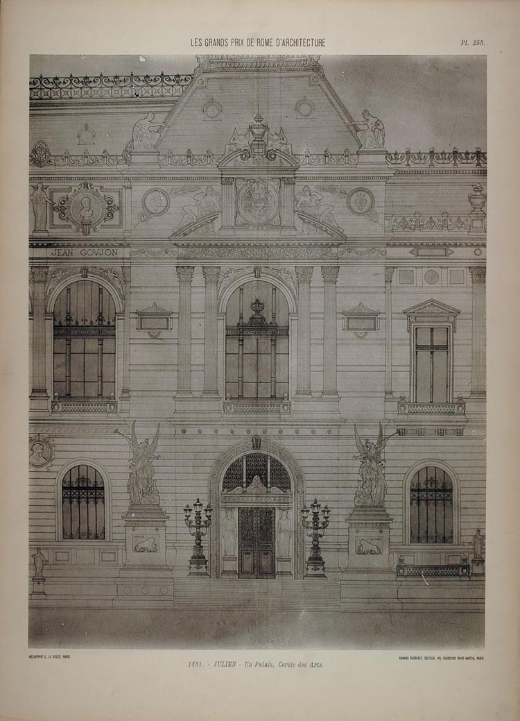 1902 Print 1881 Julien Architecture Palais Entrance - ORIGINAL ARCH7