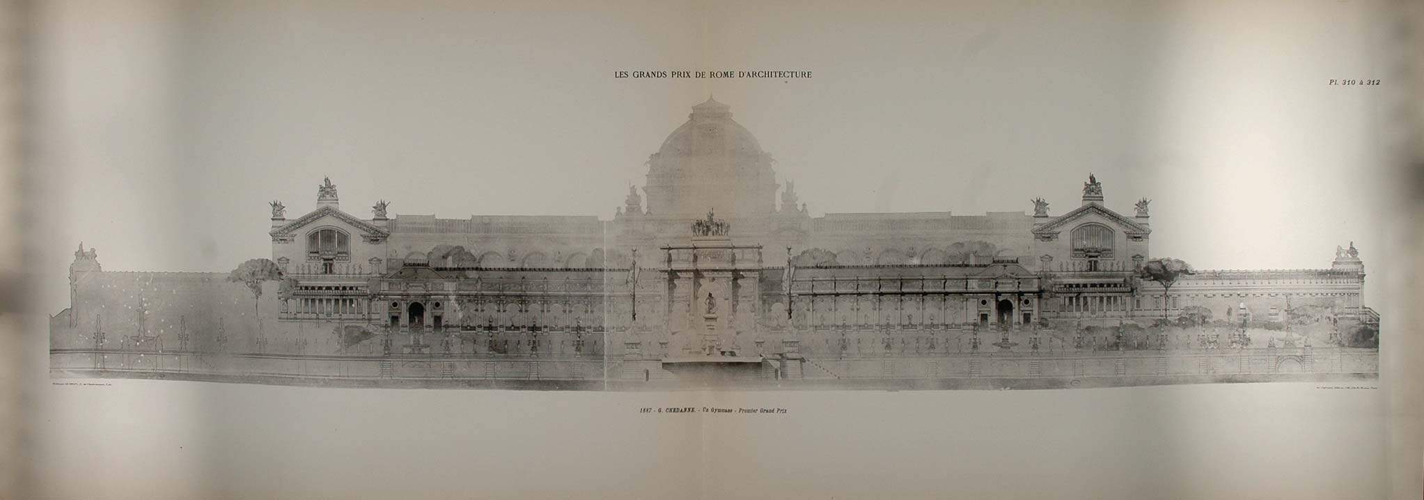 1902 Print 1887 Prix de Rome Chedanne Architecture Gym - ORIGINAL ARCH7