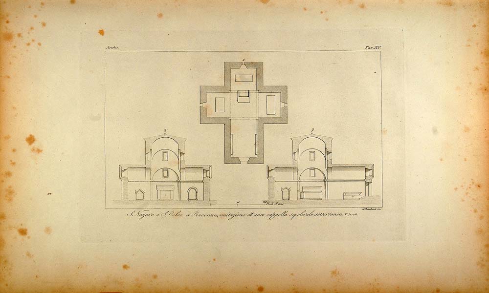 1845 Engraving Church Nazaro Celso Ravenna Architecture - ORIGINAL ARCH8