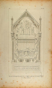 1845 Antique Engraving Tomb Santa Maria Maggiore Rome - ORIGINAL ARCH8