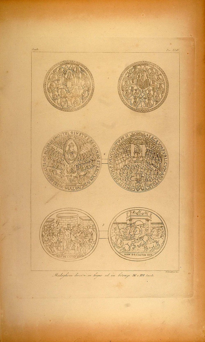 1845 Antique Engraving Medals Medallions Wood Bronze - ORIGINAL ARCH8 ...
