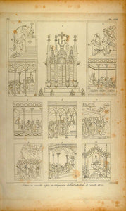 1845 Antique Engraving Reliquary Orvieto Cathedral - ORIGINAL ARCH8