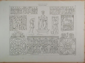 1870 Ancient Christian Sculptures St. Peter Lithograph - ORIGINAL ARCH