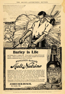 1908 Ad Anheuser Busch Malt Nutrine Extract Tonic Bottle Farming ARG1