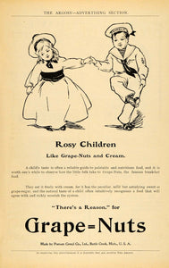 1907 Ad Postum Breakfast Cereal Grape Nuts Health Food Children Sailor ARG1