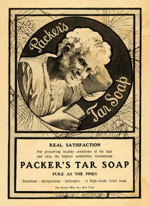 1904 Ad Packer Tar Soap Bath Scalp Shampoo Toiletry Antiseptic Hygiene New ARG1