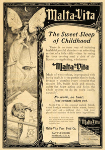 1903 Ad Malted Malta Vita Pure Food Fairy Sleeping Child Battle Creek ARG1