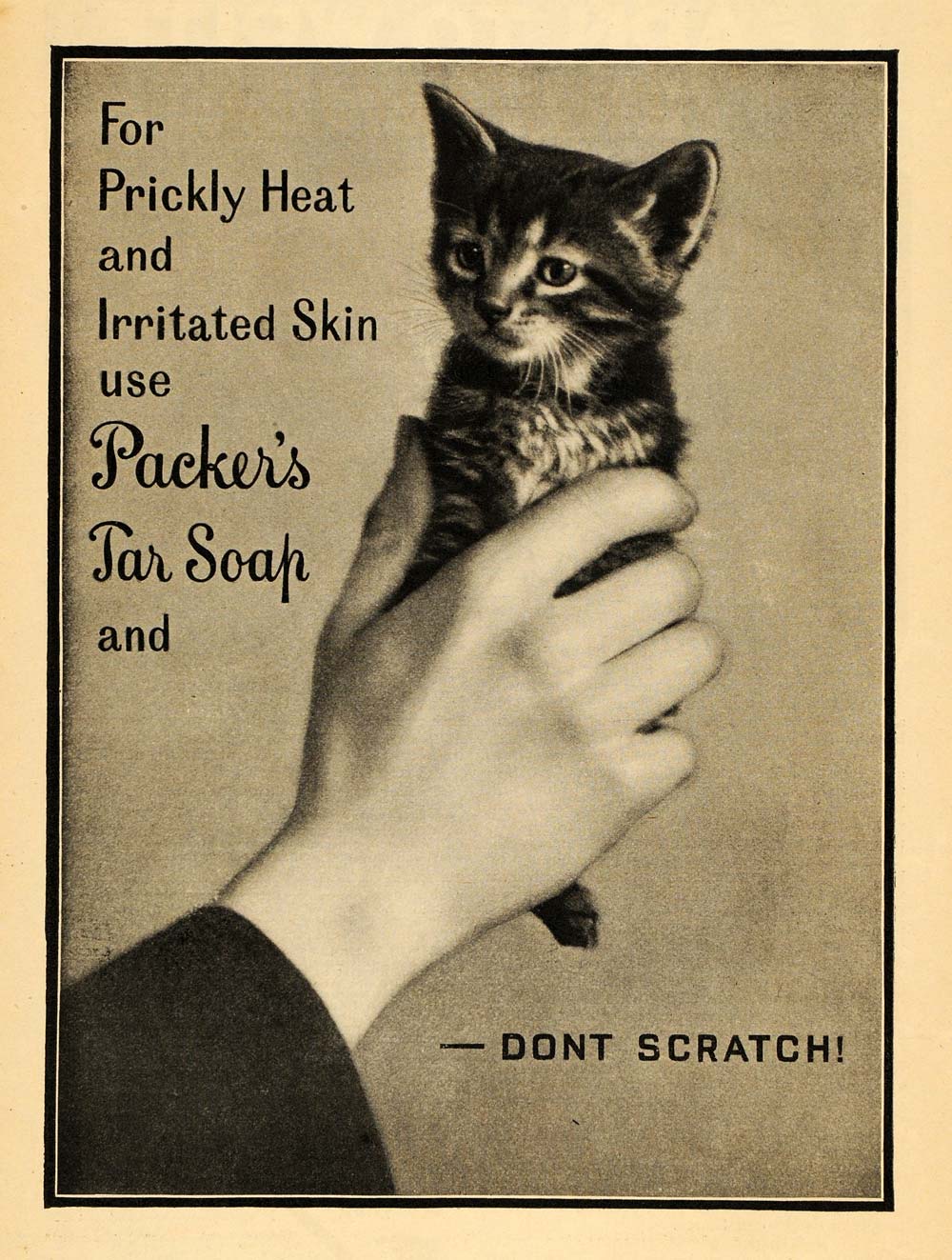 1905 Ad Packer Tar Soap Bath Kitten Skin Care Toiletries Personal Hygiene ARG1