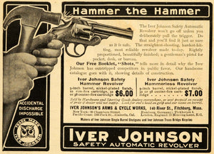 1907 Ad Iver Johnson Arms Cycle Works Hammer Gun Firearms Hammerless ARG1