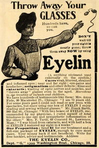 1904 Ad Eyelin Soothing Ointment Eyelids Eyesight Vision Anna Fiele Chicago ARG1