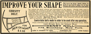 1904 Ad Henry Noll Obesity Belt Fat Reducer Shape Medical Quackery ARG1