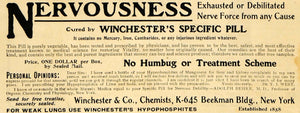 1903 Ad Winchester Specific Pill Debilitation Nervousness Cure Medical ARG1