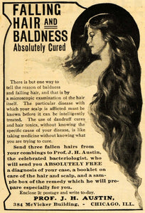 1903 Ad Professor JH Austin Thinning Hair Care Female Dandruff Baldness ARG1