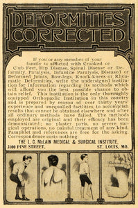 1902 Ad L C McLain Orthopedic Sanitarium Club Feet MO - ORIGINAL ARG1
