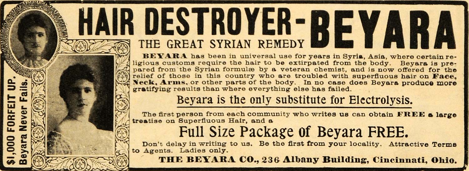 1902 Ad Beyara Co. Unwanted Hair Removal Syrian Remedy - ORIGINAL ARG1