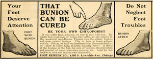 1905 Ad Foot Remedy Co. Bunion Treatment Plasters IL - ORIGINAL ADVERTISING ARG1