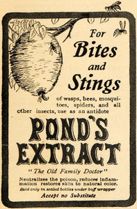 1905 Ad Ponds Extract Co. Antiseptic Beehive Stings - ORIGINAL ADVERTISING ARG1