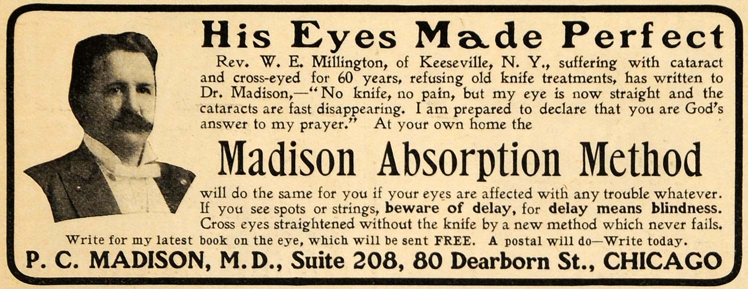 1905 Ad P Madison Absorption Method Cataract Treatment - ORIGINAL ARG1