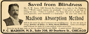 1906 Ad P Madison Absorption Method Cataract Treatment - ORIGINAL ARG1