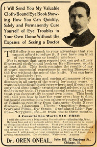 1906 Ad Dr. Oren Oneal Cloth-Bound Eye Book Eye Disease - ORIGINAL ARG1
