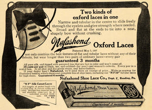 1910 Ad Nufashond Shoe Lace Co. Accessories Reading PA - ORIGINAL ARG1