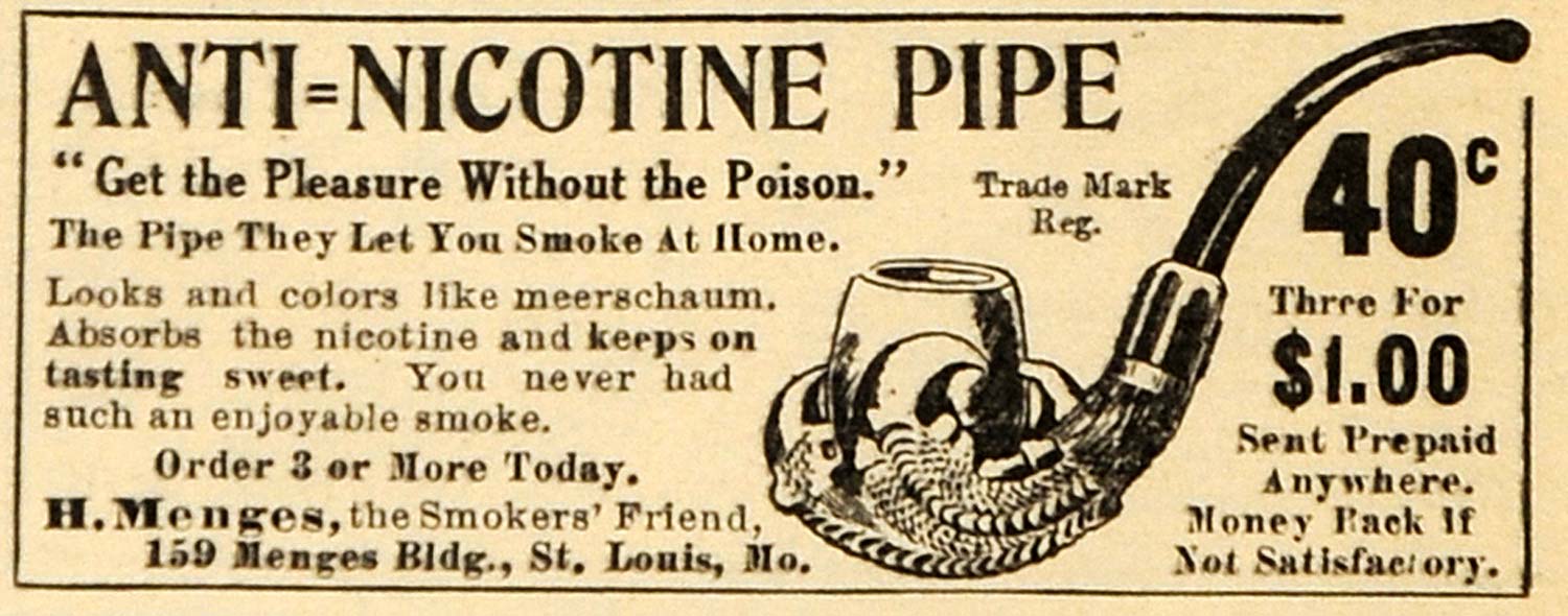1910 Ad H. Menges Anti-Nicotine Pipe Addiction Remedy - ORIGINAL ARG1