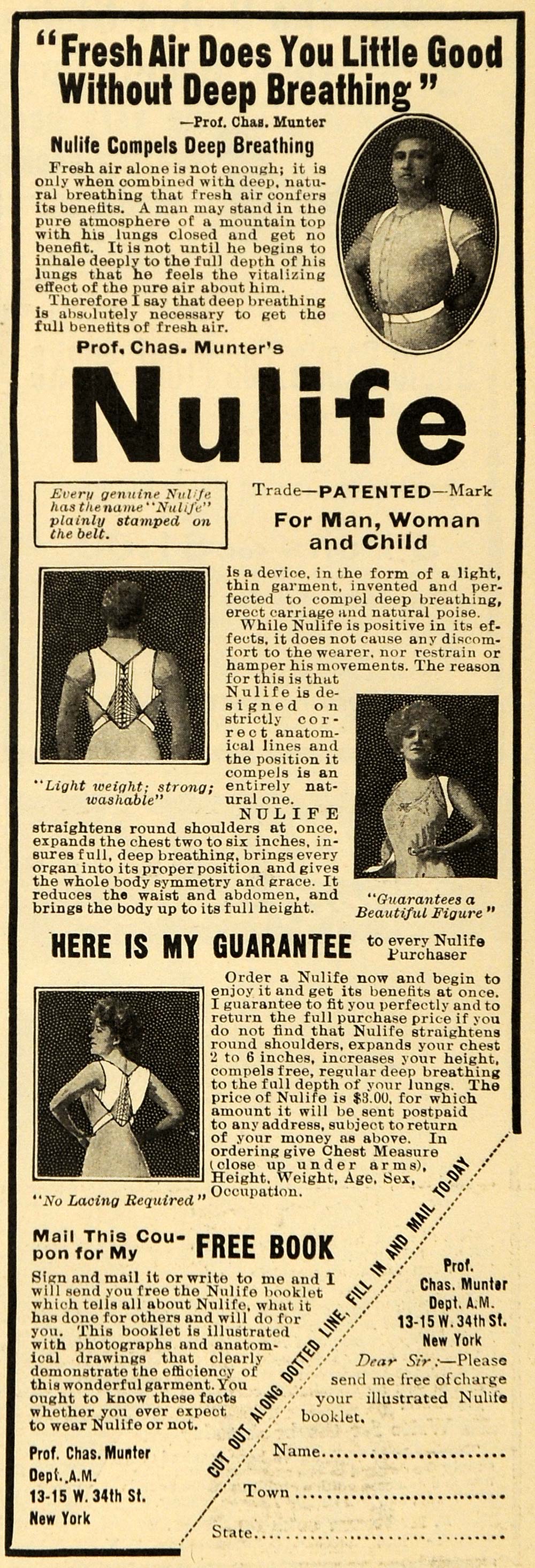 1909 Ad Nulife Chas. Munter Beauty Figure Health Dress - ORIGINAL ARG1
