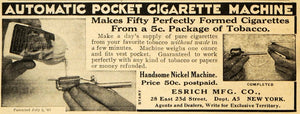 1909 Ad Esrich Pocket Cigarette Tobacco Machine Smoking - ORIGINAL ARG1