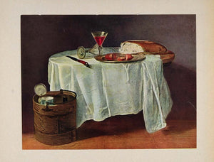 1952 Art Print Still Life Table Red Wine Bread Chardin - ORIGINAL ART2
