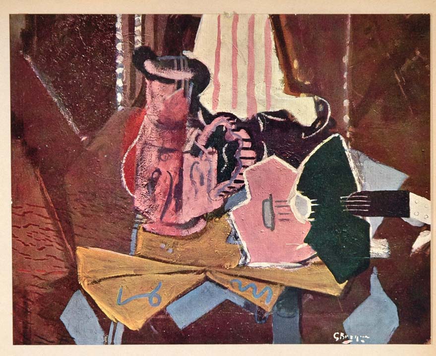 1952 Modern Art Print Still Life Lamp Table Braque - ORIGINAL ART2