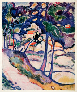 1961 Georges Braque L'Estaque Village Color Art Print - ORIGINAL
