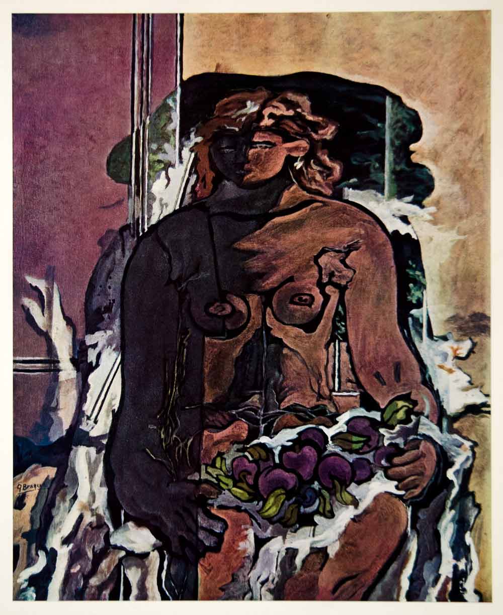 1961 Georges Braque Canephore Nude Woman Art Print - ORIGINAL