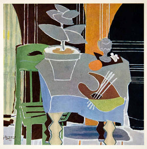 1961 Georges Braque Gray Table Chair Modern Art Print - ORIGINAL