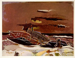 1961 Georges Braque Boats Beach Sea Modern Art Print - ORIGINAL