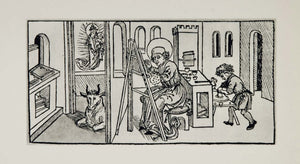 1967 Art Print St. Luke Virgin Golden Legend Woodcut - ORIGINAL HISTORIC ART4