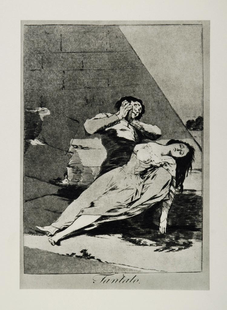 1967 Art Print Tantalus Death Francisco Goya Etching - ORIGINAL HISTORIC ART4