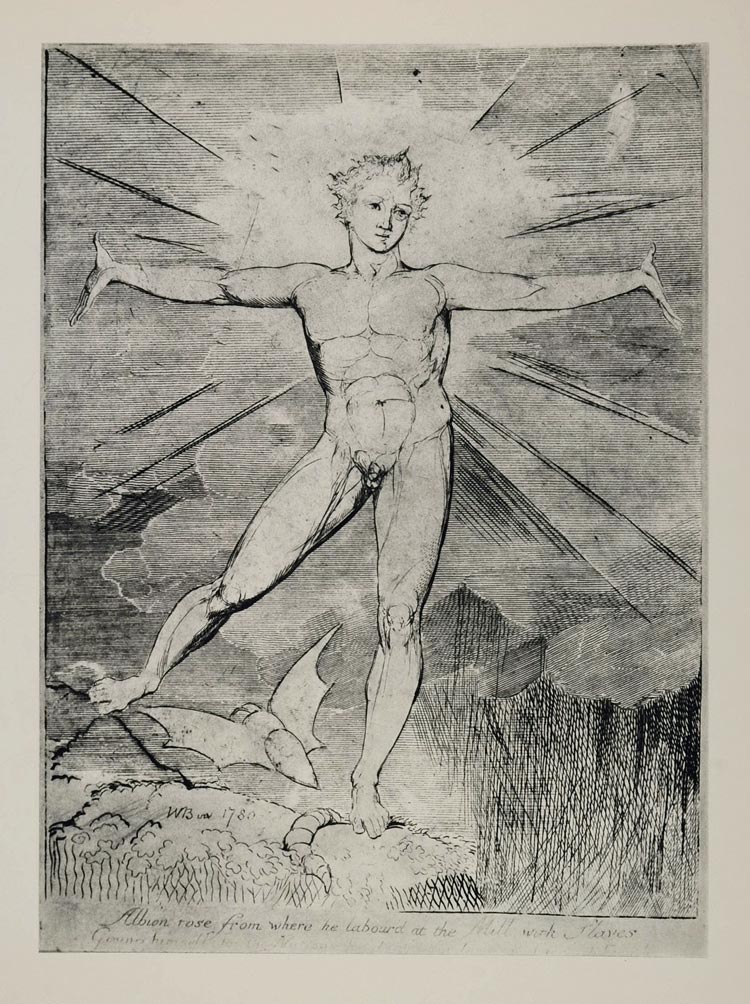 1967 Art Print Nude Man Albion Glad Day William Blake ORIGINAL HISTORIC ART4