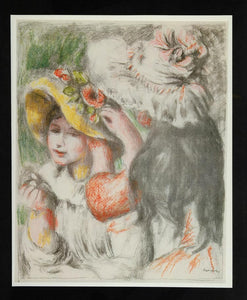 Pierre-Auguste Renoir、海外版超希少レゾネ、新品額装付 1967 Art Print Girl Pinning Hat Pierre-Auguste Renoir Color