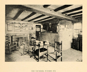 1926 Wayside Inn Tap Room Sudbury Connecticut Print - ORIGINAL HISTORIC AT1
