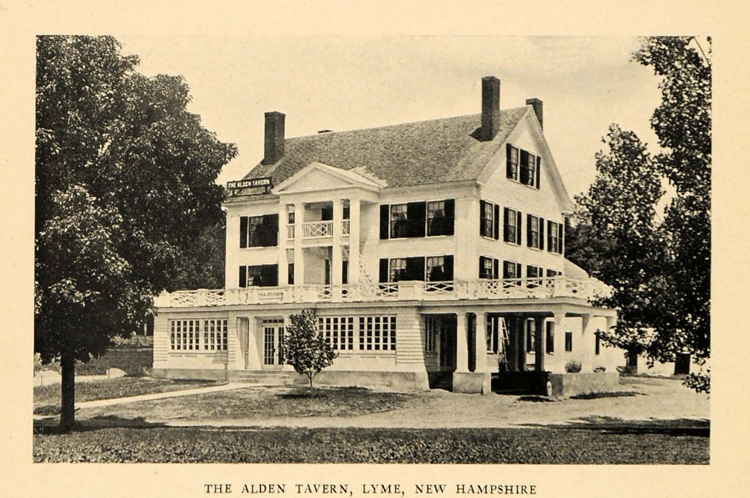 1926 Alden Tavern Inn Lyme NH Architecture Hotel Print ORIGINAL HISTORIC AT1