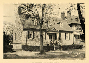 1926 Rising Sun Tavern Fredericksburg Virginia Print - ORIGINAL HISTORIC AT1